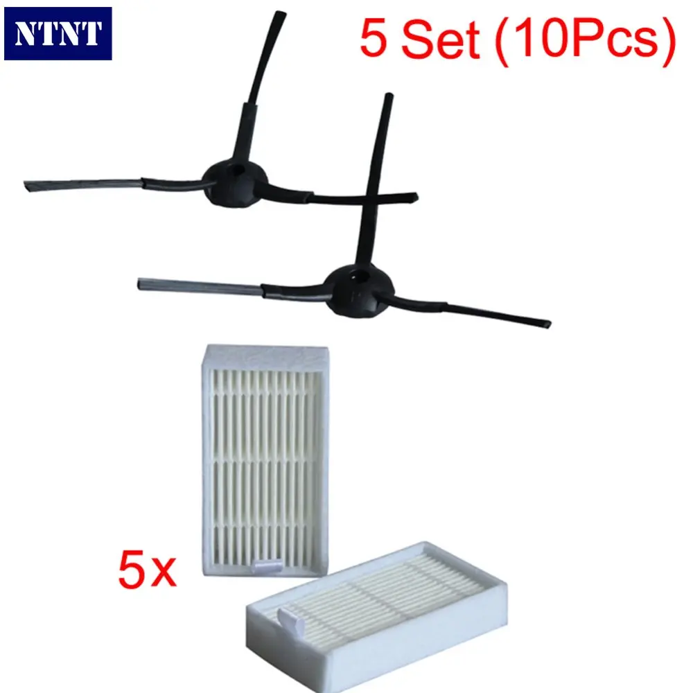 

NTNT Panda x500 side brush Ecovacs Dibea X600 CR120 x500 side brushes X 10pcs (5L+5R)+ HEPA Filter X5pcs Free shipping New