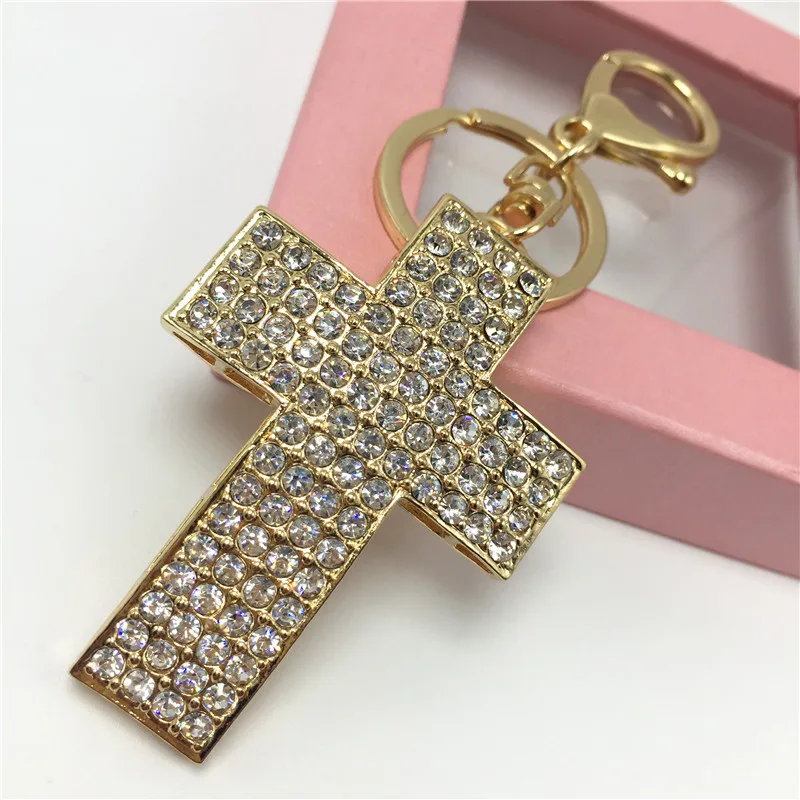 Novelty Jewelry Christian Gifts Full Rhinestone Cross bag Keychain