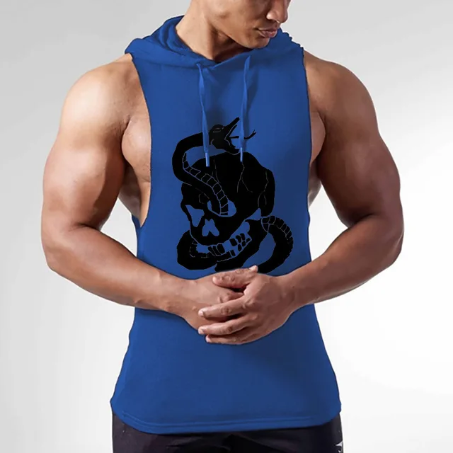 Brand Summer hooded Mens Running Shirts Quick Dry Man Gyms Fitness Tank Top Men Sport Solid Slim Jogger Bodybuilding Vest 5