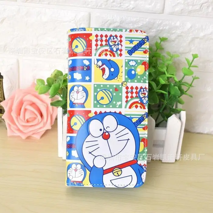 Doraemon кошелек с бантом женские кошельки сумки женские кошельки из искусственной кожи портмоне для монет карты ID держатель мультфильм печать - Цвет: see chart