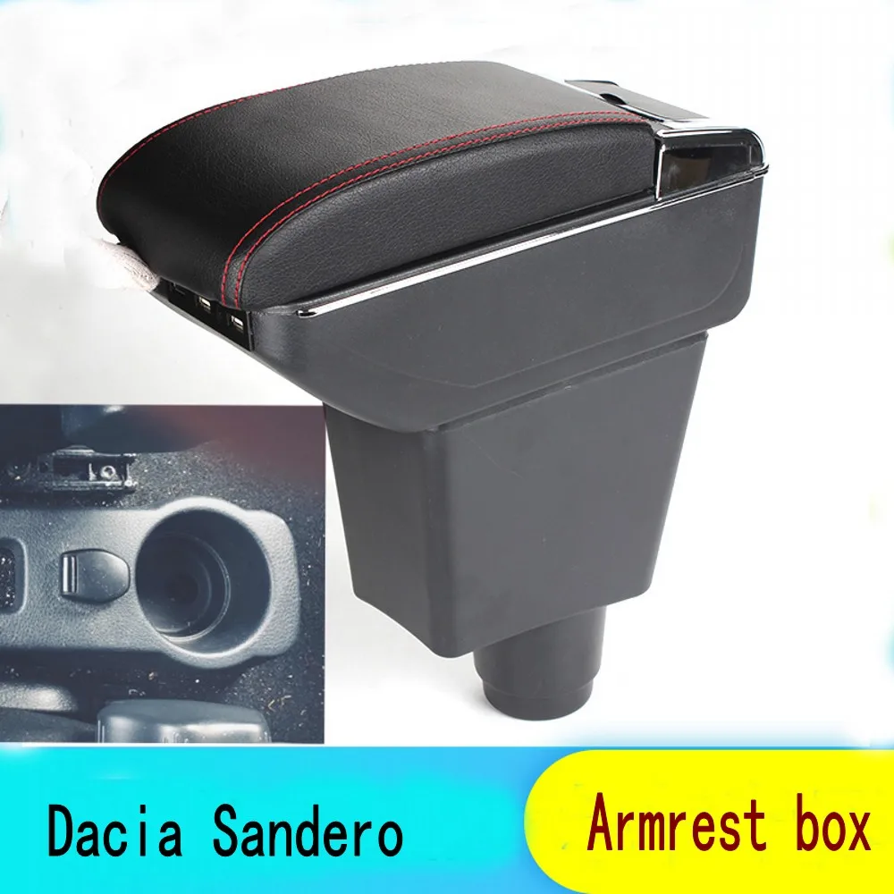 

For Dacia Sandero armrest box central Store content Storage box Dacia stepway armrest box with cup holder ashtray USB interface