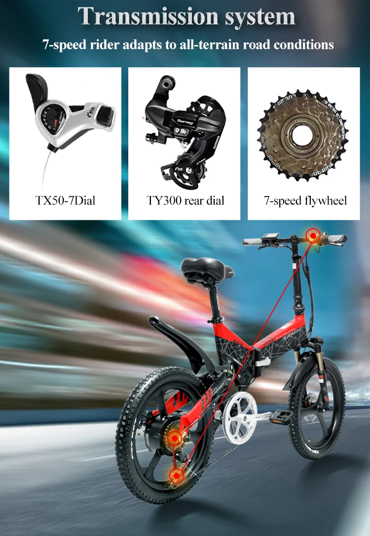 Clearance Lankeleisi G650 Electric Folding Bicycle full suspension 7 Speeds 500W Motor 48V 12.8AH Battery light weight frame 12