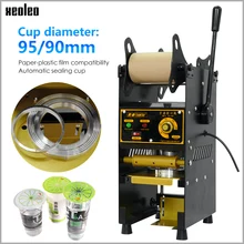 XEOLEO машина для запечатывания чашек ручная машина для запечатывания чашек 9/9, 5 см машина для производства чая с пузырьками для кофе/сока/молочного чая машина для запечатывания черного/желтого цвета