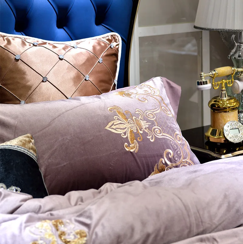 Waliicorners Luxury embroidery Bedding Sets Bedclothes Duvet/Quilt Cover AB side Bed Linen Sheet palace royal Set Queen King Size 17 5