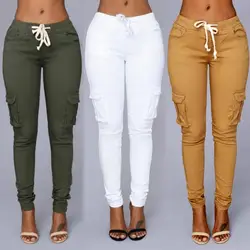 Женские с высокой талией джинсы Для женщин тонкий-раздел джинсовые штаны эластичные пикантные узкие зауженные джинсы для Для женщин