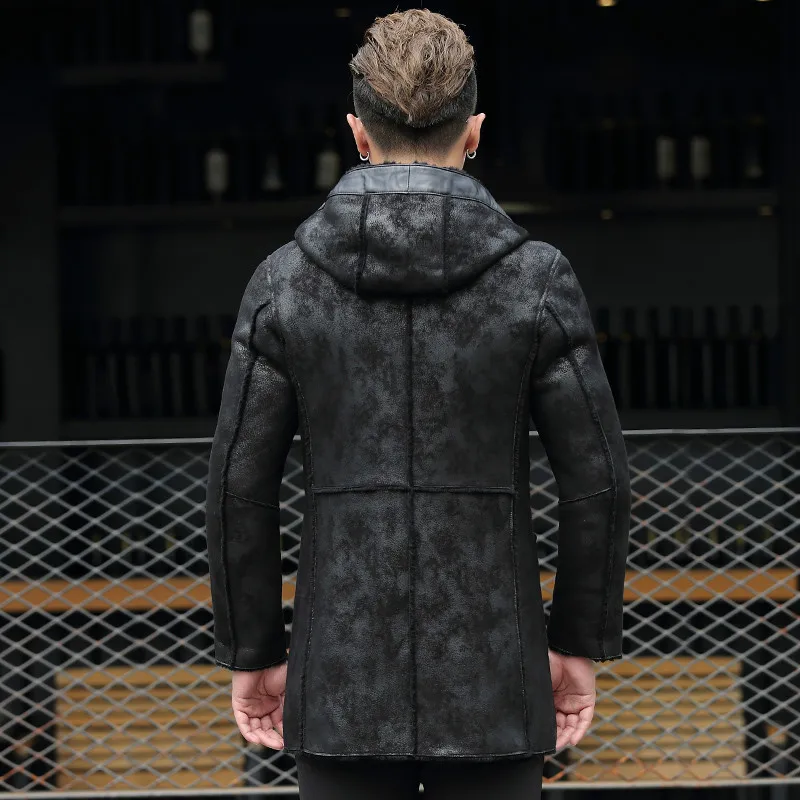 AYUNSUE куртка из натуральной кожи, зимняя куртка из овчины, мужские кожаные куртки, мужское пальто из натуральной шерсти с мехом, Cuero Genuino 8707 MY753