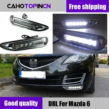 DRL для Mazda 6 2008 2009 2010 12V светодиодный Водонепроницаемый ABS DC дневной ходовой светильник Дневной светильник с хромированной крышкой ABS