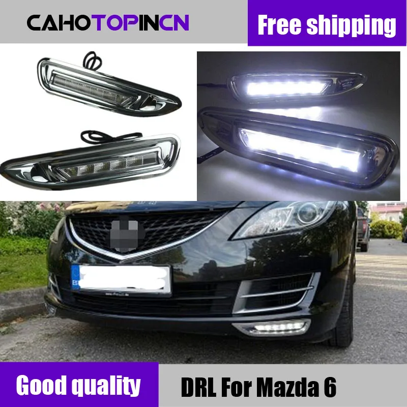 

DRL For Mazda6 Mazda 6 2008 2009 2010 12V LED Car Waterproof ABS DC Daytime Running Light Daylight With Chromed ABS Cover