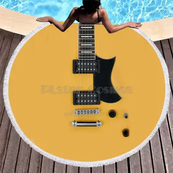 

Violin Guitar art Musical instrument Women Bath Towel for Beach Thick Round 3d print Fabric Quick Compressed Towel new style-13