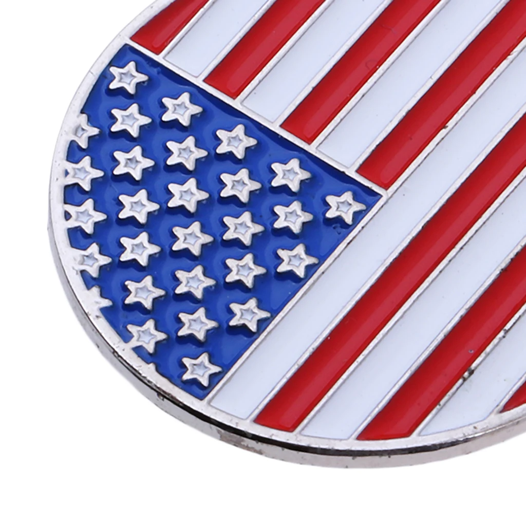 Alloy 2.4cm Golf Ball Markers American Flag Patterns for Golf Cap Visor and Divot Tools Putting Alignment Aiming Tool