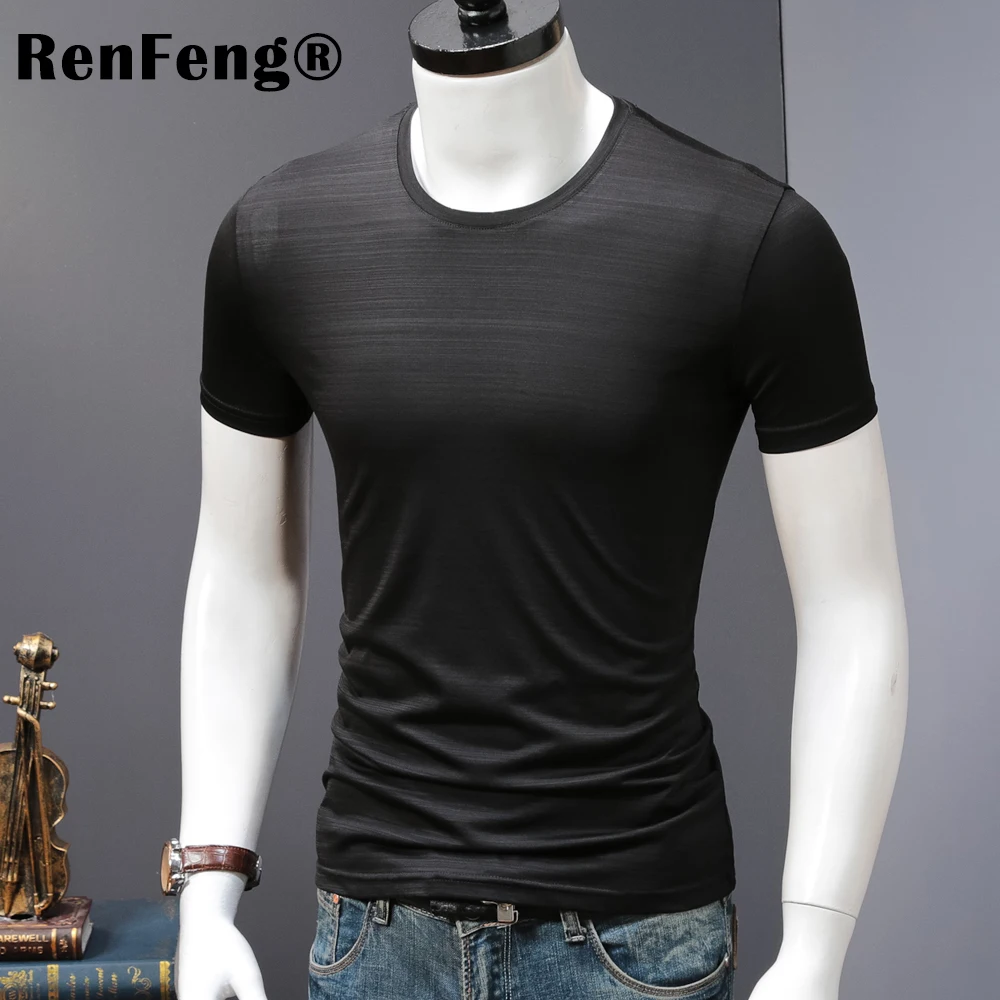 Smart Casual tshirt men luxury mercerized cotton t shirt mens clothes 2018 fashion streetwear cool t-shirt blank black blue tops (5)