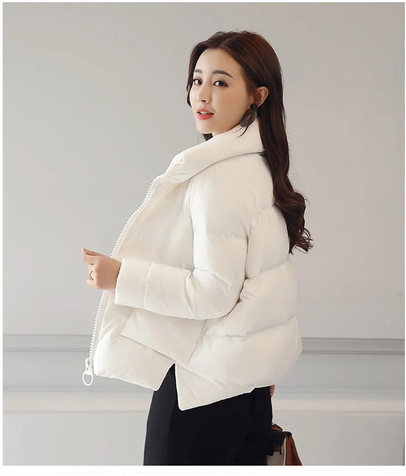 Женское зимнее плотное короткое пуховое пальто, модная женская куртка-парка на утином пуху, толстое теплое элегантное пуховое пальто, стеганая куртка