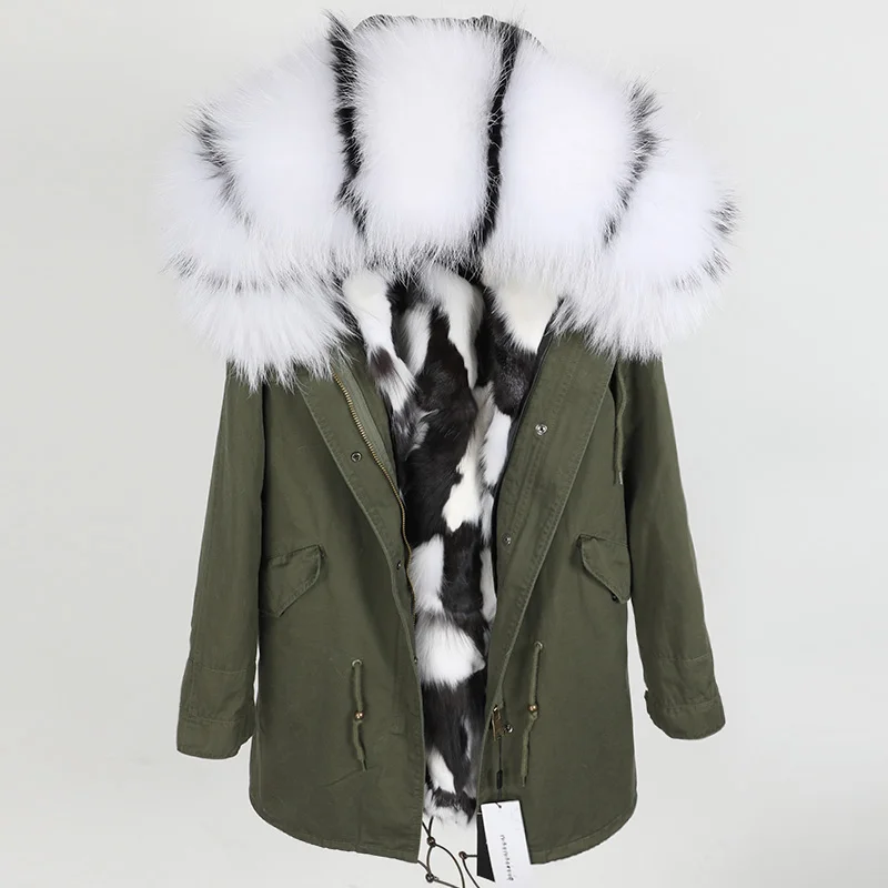 

Middle Long Natural Real Colorful Fox Fur Parkas Mujer 2018 New Plus Size Loose Causal Winter Jackets Women Real Fur Coats