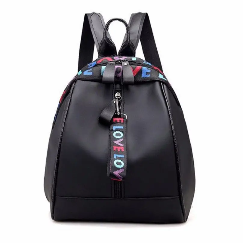Модный женский рюкзак, простой черный трендовый дорожный рюкзак на молнии с буквенным принтом, сумка на плечо - Цвет: Черный