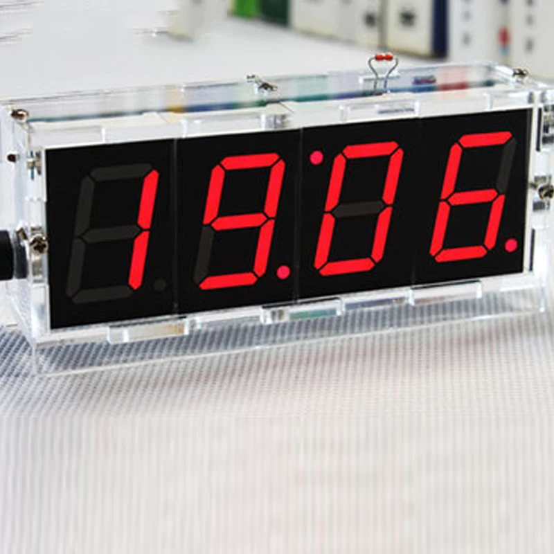 DIY Kit Red LED Watch LED Clock Kits Transparent Shell ...