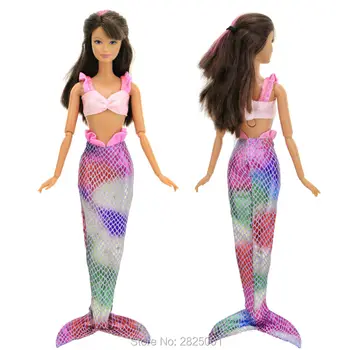 

Fashion Mermaid Tail Dress Party Copy Princess Costume Bra Tops Gown Skirt Fishtail Clothes For Barbie Doll FR Kurhn Accessories