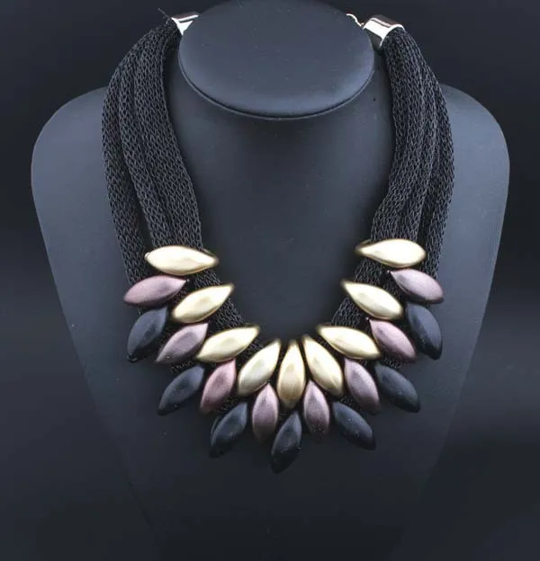 

Match-Right New 2015 Hot Pendant Necklace Women Trendy Jewelry Cloth Woven Chain Statement Necklaces Plastic Pendants For Gift