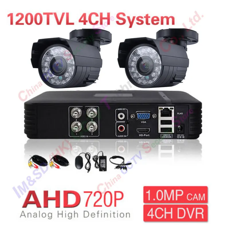 

2CH AHD CCTV System 4 Channel AHD DVR Surveillance Security Systems 1200TVL Warterproof Night Vision IR-CUT IR Camera DIY Kit