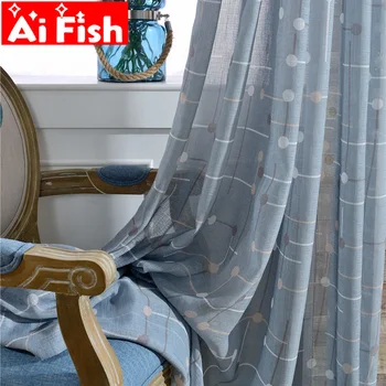 

Traditional Chinese New Design Checkerboard Sheer Curtains Simple Living Room Curtains Print Plaid Bedroom Tulle drape WP041-40