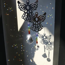 H& D Металлический ангел-хранитель, Рождественская подвесная люстра на окно, призмы, радужные бусины, чакра, защита от солнца, для свадьбы, домашнего декора