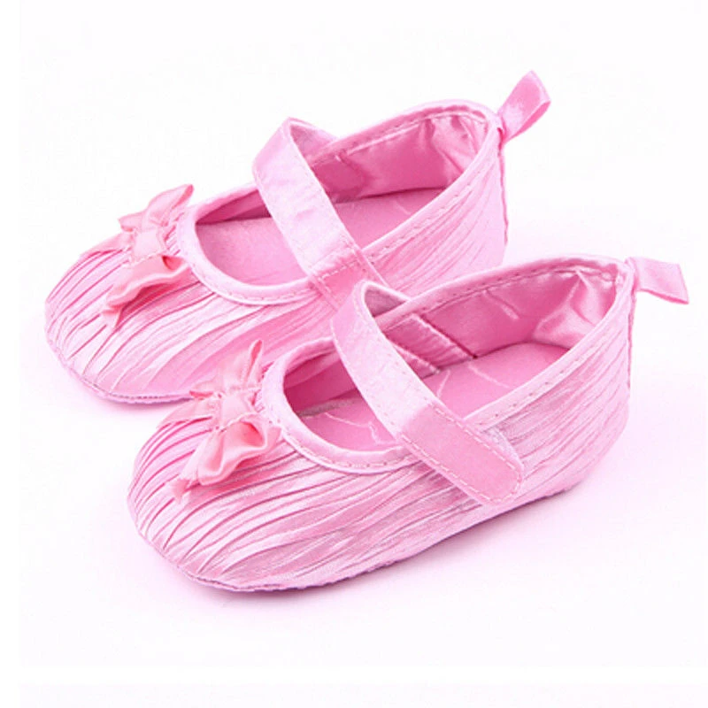 

Baby Girl Bowknot Satin Shoes Sneaker Anti-slip Soft Sole Toddler Prewalker