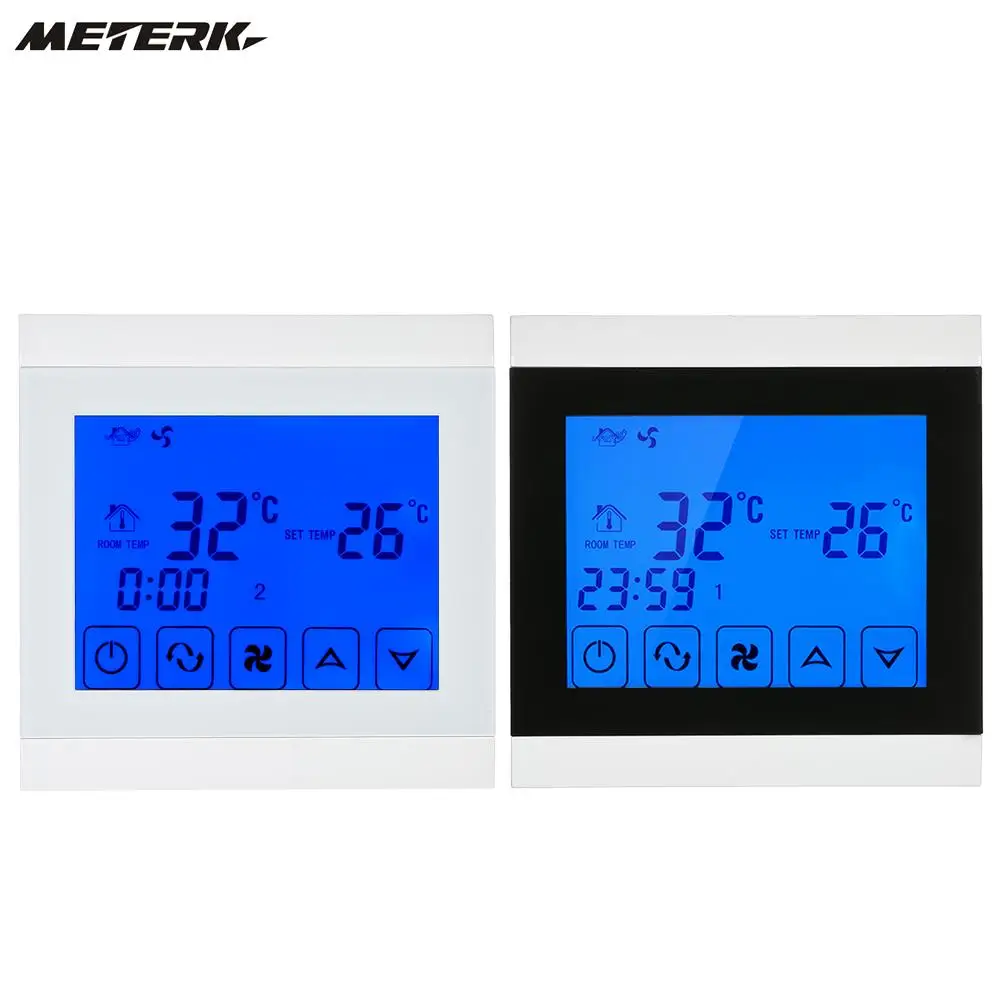 

110-130V Air Conditioner Thermostat 2-pipe with LCD Display Touch Screen Programmable Room Temperature Controller