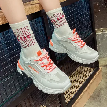 

Women's Running Shoes Thick sole Shock-relief Breathable Mesh Cloth Sports Shoes Outdoor Flat-soled Shoes Comfortable Walking
