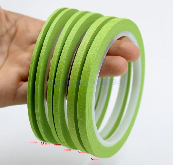 

Green Crepe Paper Fine Line Masking Tape Good For Finger Nail Polish Painting Decoration Apparel Design Labeled Line