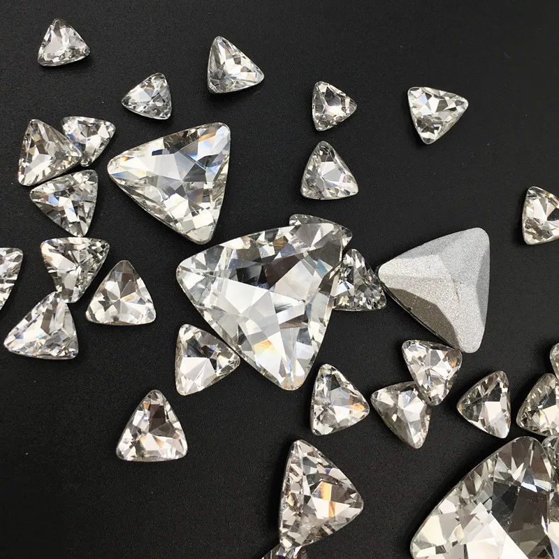 Pointback Trianglar Shape Glass Crystal Rhinestones White Various Size Clear DIY Nail Art/Phone DIY/Clothing Accessories | Дом и сад