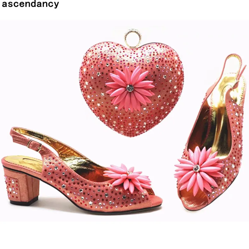 

New Arrival Designer Shoes Women Luxury 2019 Italian Shoes with Matching Bags Nigerian Women Wedding Party Shoes with Bag Set