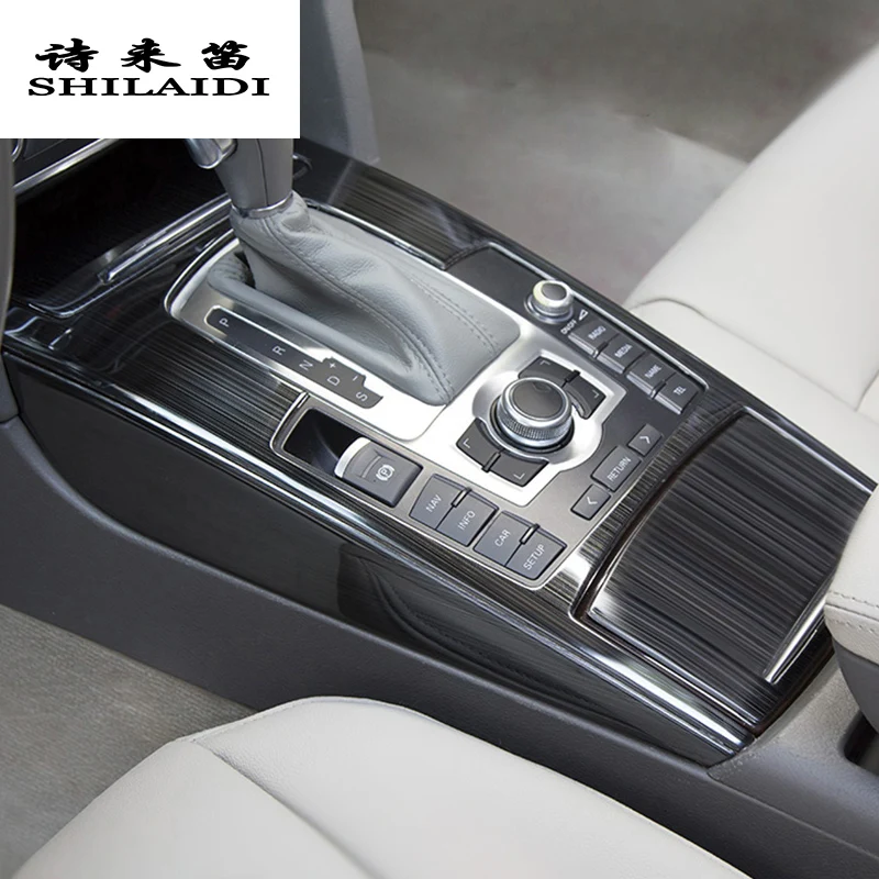 

Car Styling Multimedia Handrest Gear panel decoration Covers Stickers Gears Trim For For Audi A6 C5 C6 Interior Auto Accessories