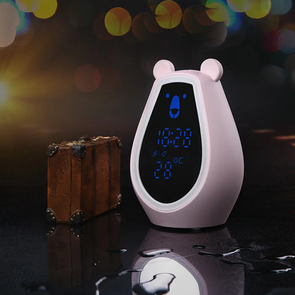 

Electronic LED Digital Alarm Clock Touch Screen Make up Mirror Clock Bear Shape Bluetooth Music Play Desktop Alarm Clock