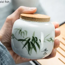Керамика ручной росписью китайский чай может закупориваемая банка портативный путешествия чай может домашняя отделка кухни хранения керамическая банка