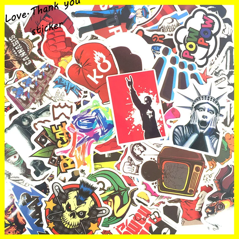 50 random mixed Sticker for Snowboard Skateboard Laptop Luggage Car Fridge Phone DIY font b toy