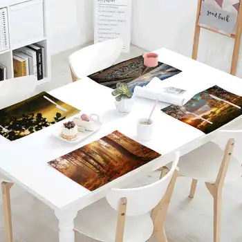 

Spring Summer Hot Nature Sunset Restaurant Cafe Tablecloth Decoration Linen Print Placemat Napkin 42x32cm Kitchenware