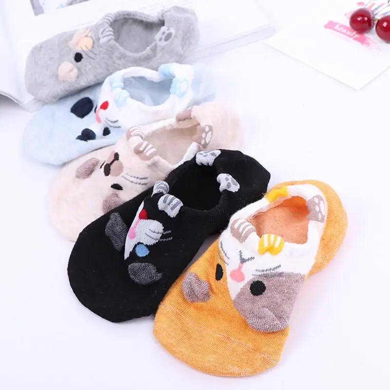 Японские Женские летние невидимые короткие носки-лодочки для девочек милые Мультяшные носки с принтом хомяка 3D лапы Противоскользящие силиконовые хлопковые чулки