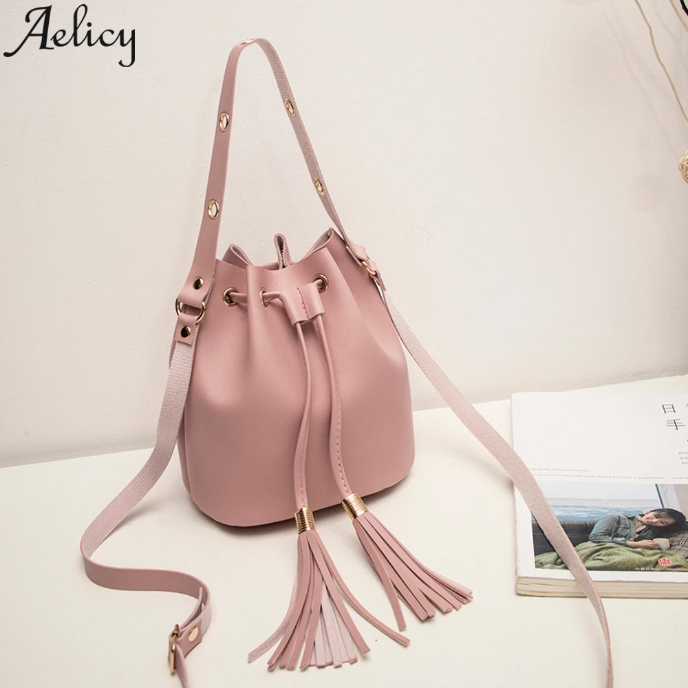 Aelicy, модные женские кожаные сумки на плечо ярких цветов, клатч, сумка для женщин, сумки-мессенджеры, женские сумки с кисточками, сумка-мешок
