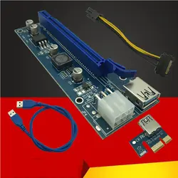 VER006C PCI Express Riser Card PCIE переходная карта pci-e 006C 6Pin 1x к 16x Extender USB 3,0 кабель SATA для IDE для добывания монет Биткойн шахтер