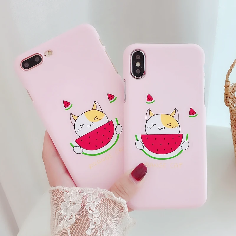

Coque for iPhone 7 Case Cute cat Painted Phone Case Cover Funda on for iPhone X 10 iPhone 6 6S 7 8 Plus Case Women Korean Style