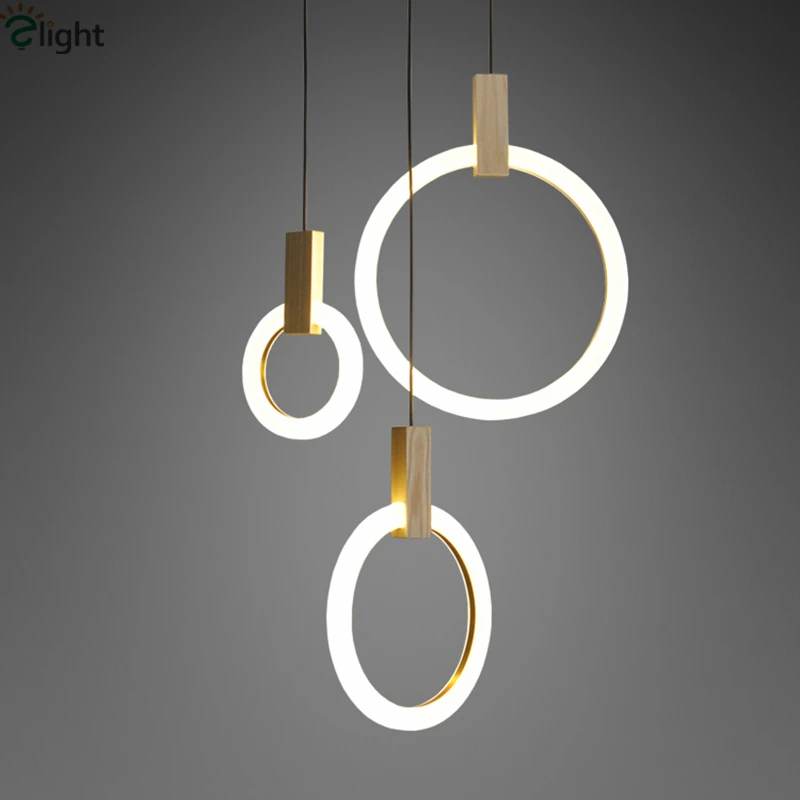 

Villa Stairs Led Pendant Lights Acrylic Circles Lustre Pendant Light Wood Pendant Lamp Led Drop Light Hang Lamp Suspend Lamp