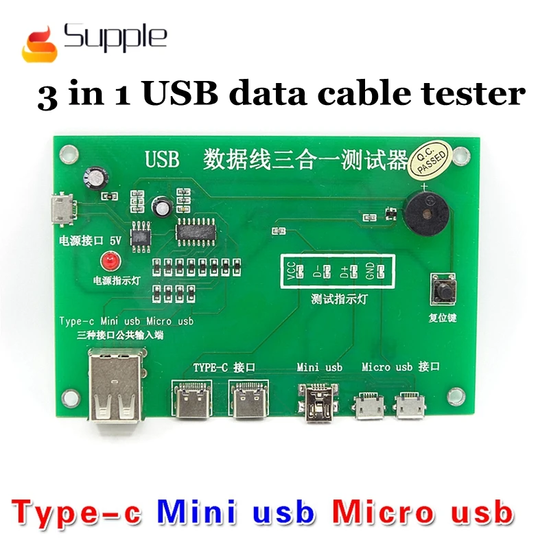 Гибкий USB кабель тестер зарядки Тестовая карта tpye-c mini micro 3 в 1 тестовое