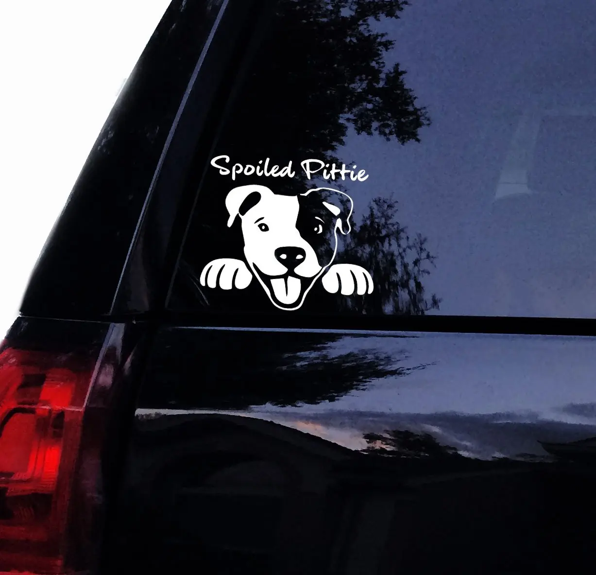 

Tshirt Rocket Pitbull Decal - Smiley Spoiled Pittie Face - Pit Bull Dog Car Decal, Laptop Decal, Window Sticker (10")