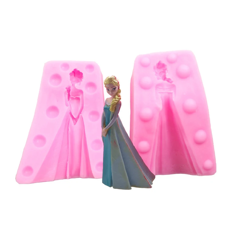 

New DIY 3D princess Cake Chocolate Silicone Moulds Fondant Sugar Jelly Jello Ice Soap Candle Molds Kitchen Sugarcraft