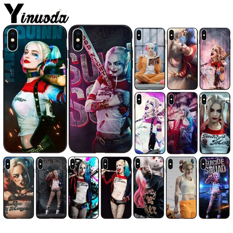 Yinuoda harley quinn TPU черный чехол для телефона оболочка Apple iPhone 8 7 6 6S Plus X XS MAX 5 5S SE XR Чехлы