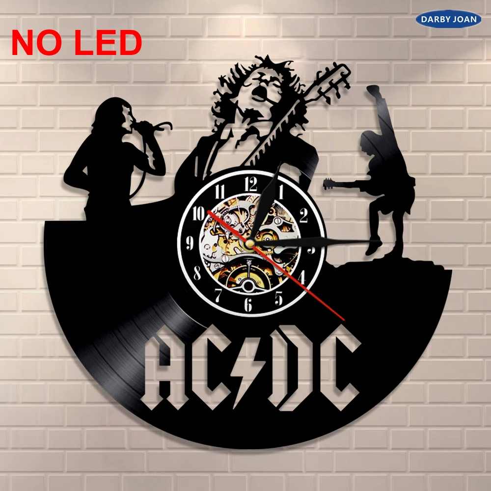 Acdc Rock Band Wall Vinyl Clock Led Wall Lighting Color Changing