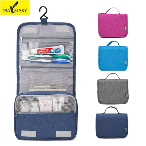 Travelsky Hot New Women Portable Large Capacity Cosmetic Bag Travel Makeup Bag Make up Kit Men Toilet Storage Bags