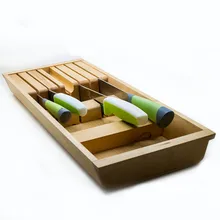 Eco-Friendly Wooden Kitchen Knife Holder Creative Multi-Functional Kitchen Tool Organizer Natural Wood Storage Box