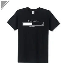 Brain Loading Gamer Computer Geek Funny Printed T Shirt Men’s Loose Fit Cotton T-Shirt Short Sleeve Tshirt Top Tees Plus Size