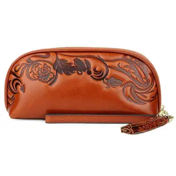 

Dark Yellow Color Small Wallets Genuine Leather Women Wallet Purse Female Long Clutch Best Quality Standard Wallet Coin Pocket