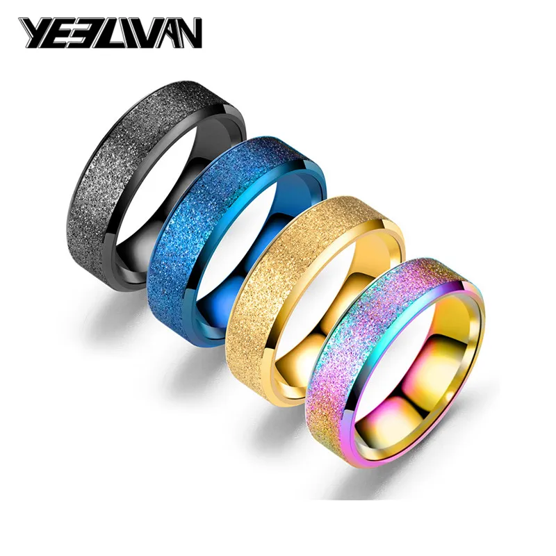 

High Quality Gold Black Color Grind Couple Rings 316L Stainless Steel Wedding Rings for Women Men Wholesale Drop Shipping